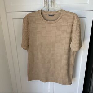 JMIERR Mens  tan sweater short shirt sleeve medium